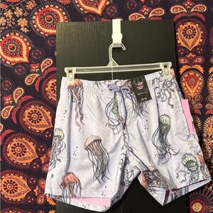 Jellyfish Print Swim Trunks - Purple